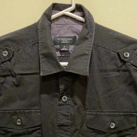 Men’s Attention Stretch Button Down Shirt in Black, Medium - Picture 3 of 7